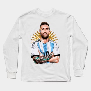 The Maestro's Legacy: A Portrait of Lionel Messi Long Sleeve T-Shirt